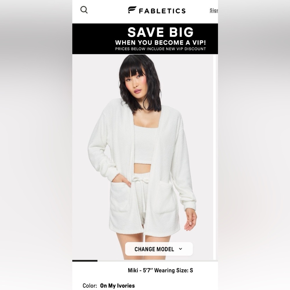 Fabletics Pet Me cardigan,tank and wide leg pants large ivory Nwt’s